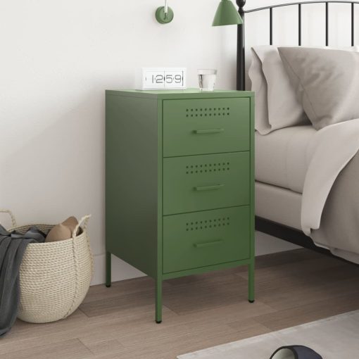 Comodino Verde Oliva 36x39x68 Cm In Acciaio - Image 3