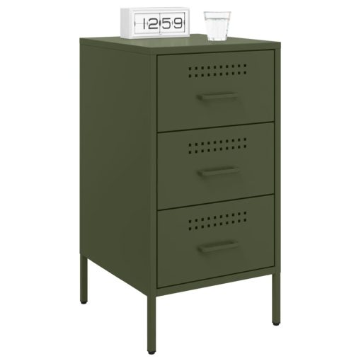 Comodino Verde Oliva 36x39x68 Cm In Acciaio - Image 4
