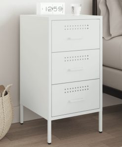 Comodino Bianco 36x39x68 Cm In Acciaio