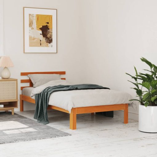 Letto Senza Materasso Marrone Cera 100x200 Cm In Legno Di Pino