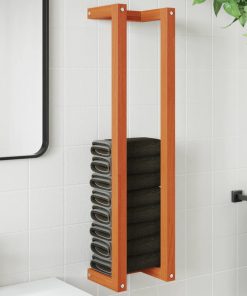 Portasciugamani Marrone Cera 23x18x90 Cm Legno Massello Di Pino