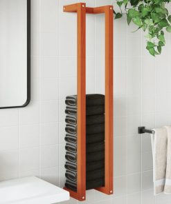 Portasciugamani Marrone Cera 23x18x110cm Legno Massello Di Pino