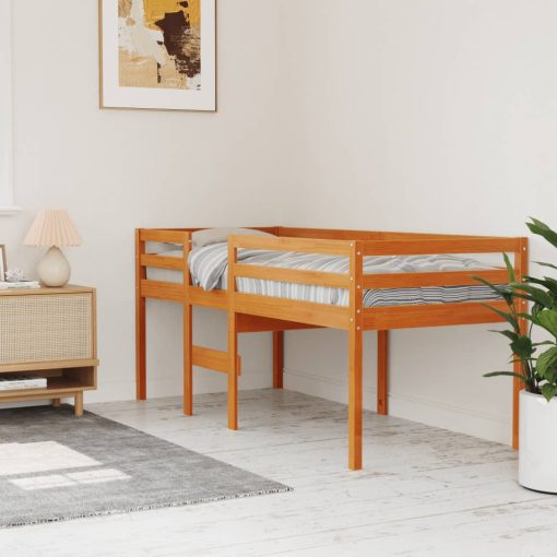 Letto A Soppalco Marrone Cera 80x200 Cm Legno Massello Di Pino