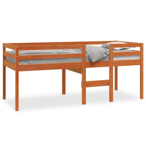Letto A Soppalco Marrone Cera 80x200 Cm Legno Massello Di Pino - Image 2