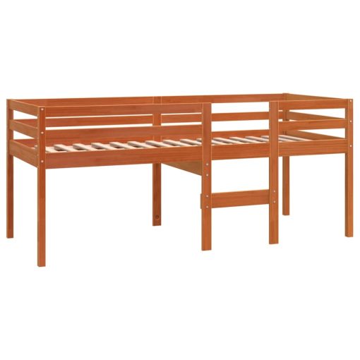 Letto A Soppalco Marrone Cera 80x200 Cm Legno Massello Di Pino - Image 3