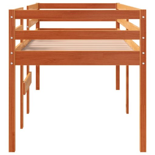 Letto A Soppalco Marrone Cera 80x200 Cm Legno Massello Di Pino - Image 5
