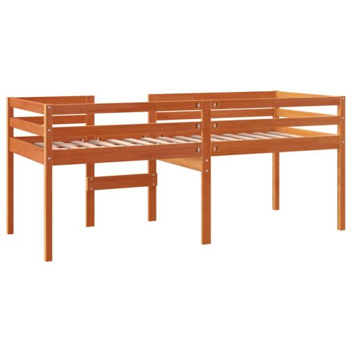 Letto A Soppalco Marrone Cera 80x200 Cm Legno Massello Di Pino - Image 6