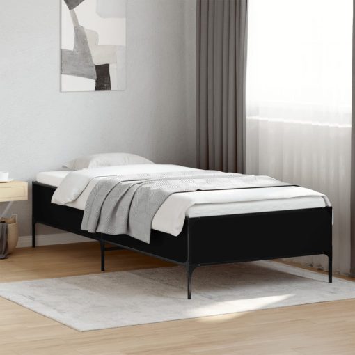 Giroletto Nero 90x200 Cm In Legno Multistrato E Metallo