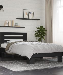 Giroletto Nero 90x200 Cm In Legno Multistrato E Metallo