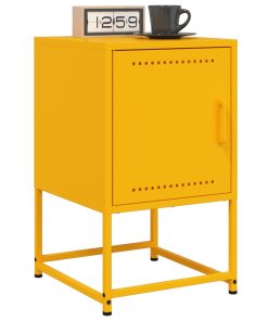 Comodini 2 Pz Giallo Senape 36x39x60,5 Cm In Acciaio