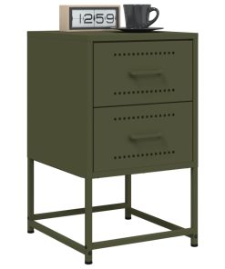 Comodini 2 Pz Verde Oliva 36x39x60,5 Cm In Acciaio