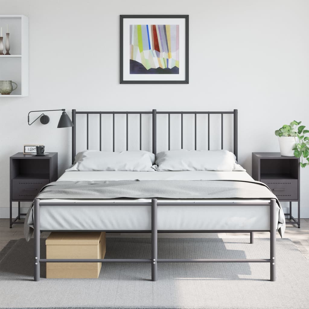 Comodini 2 Pz Neri 36x39x60,5 Cm In Acciaio