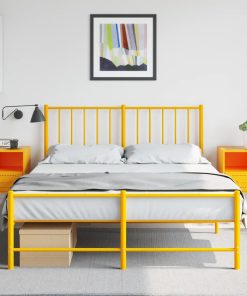 Comodini 2 Pz Giallo Senape 36x39x60,5 Cm In Acciaio