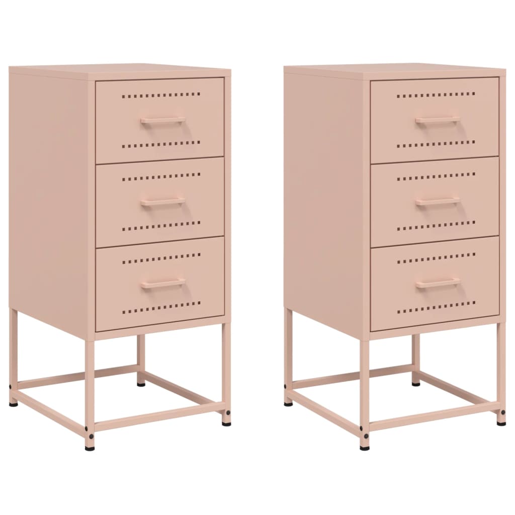 Comodini 2 Pz Rosa 36x39x78 Cm In Acciaio - Image 2