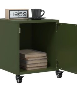 Comodini 2 Pz Verde Oliva 36x39x43,5 Cm In Acciaio