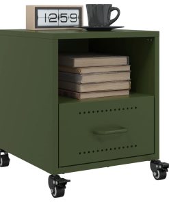 Comodini 2 Pz Verde Oliva 36x39x43,5 Cm In Acciaio