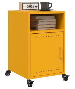Comodini 2 Pz Giallo Senape 36x39x59 Cm In Acciaio