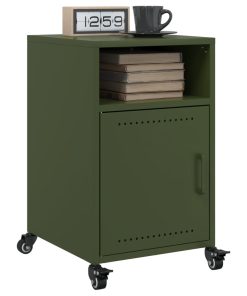 Comodini 2 Pz Verde Oliva 36x39x59 Cm In Acciaio
