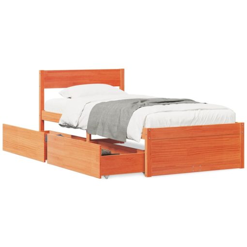 Letto Senza Materasso Marrone Cera 90x200 Cm Legno Di Pino - Image 2