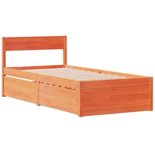 Letto Senza Materasso Marrone Cera 90x200 Cm Legno Di Pino - Image 3