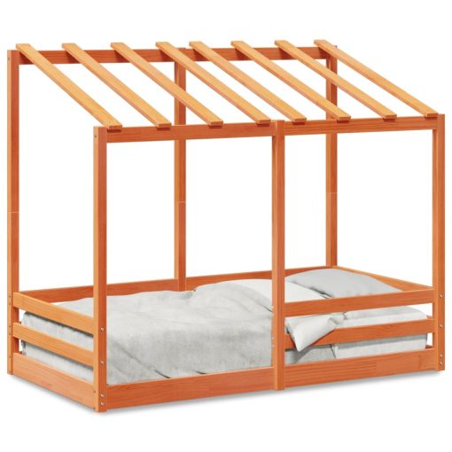 Letto Bambini Con Tetto Marrone Cera 80x160 Cm Massello Pino - Image 2