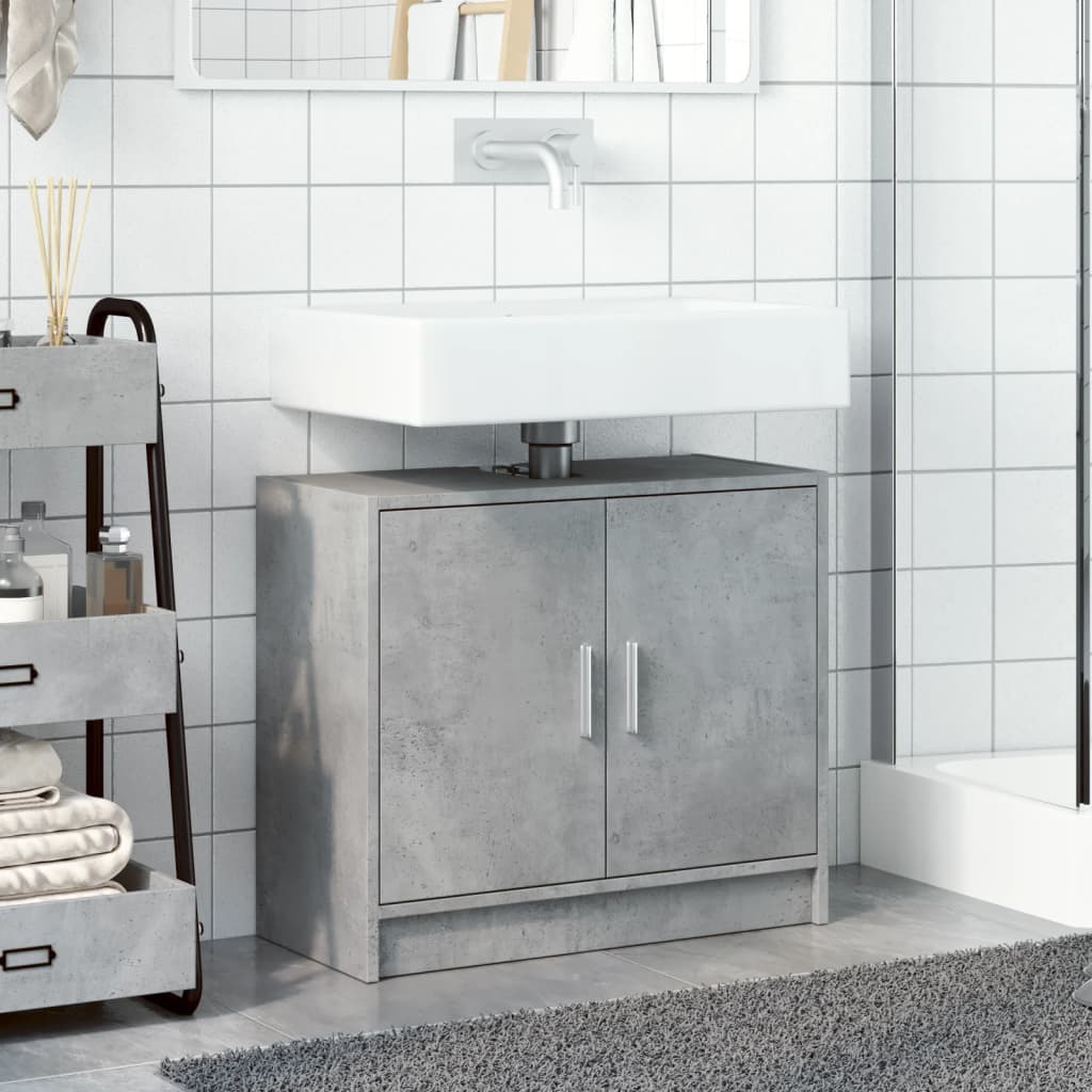 Mobile Lavabo Grigio Cemento 63x29x55 Cm In Legno Multistrato - Image 3