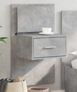 Comodino A Parete Con Luci Led Grigio Cemento