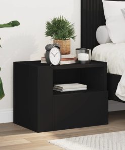 Comodino A Muro Nero 45x30x35 cm