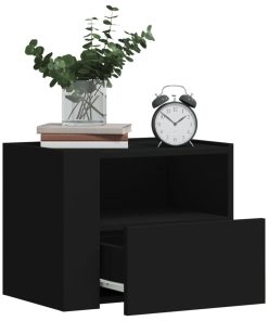 Comodini A Muro 2 Pz Nero 45x30x35 cm