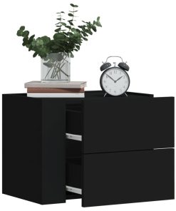 Comodino A Muro Nero 45x30x35 cm