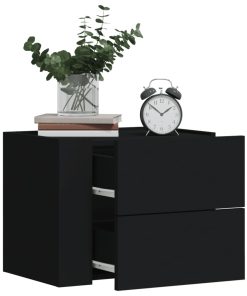 Comodini A Muro 2 Pz Nero 45x30x35 cm