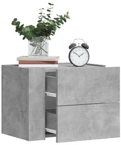 Comodini A Muro 2 Pz Grigio Cemento 45x30x35 cm