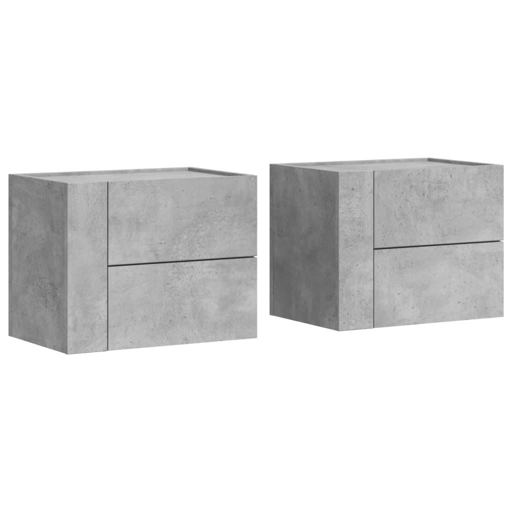 Comodini A Muro 2 Pz Grigio Cemento 45x30x35 cm - Image 2
