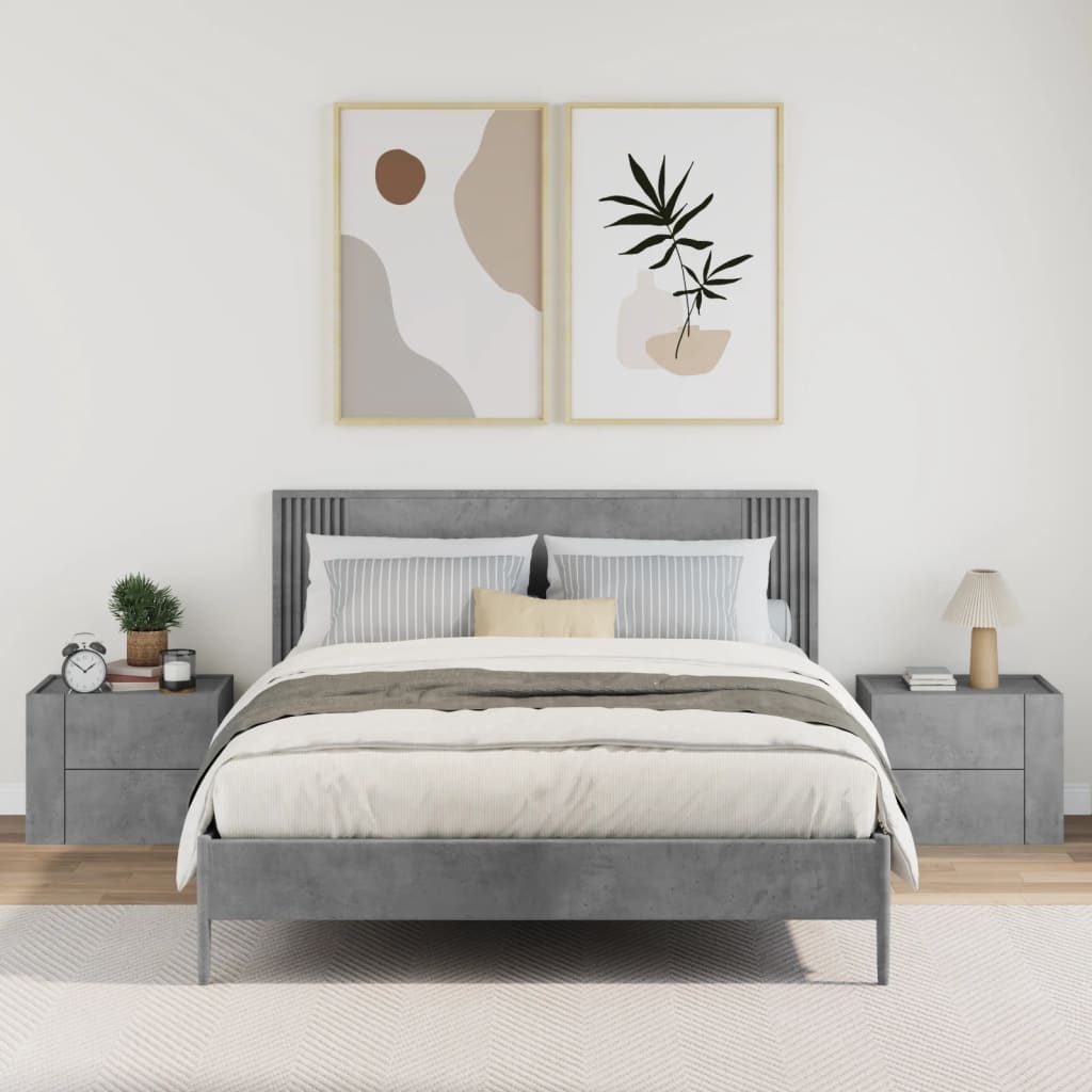 Comodini A Muro 2 Pz Grigio Cemento 45x30x35 cm - Image 3
