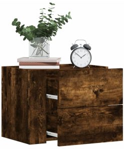 Comodini A Muro 2 Pz Rovere Fumo 45x30x35 cm