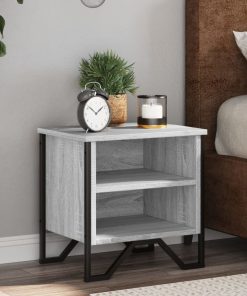 Comodini Grigio Sonoma 2pz 40x30x40 Cm In Truciolato