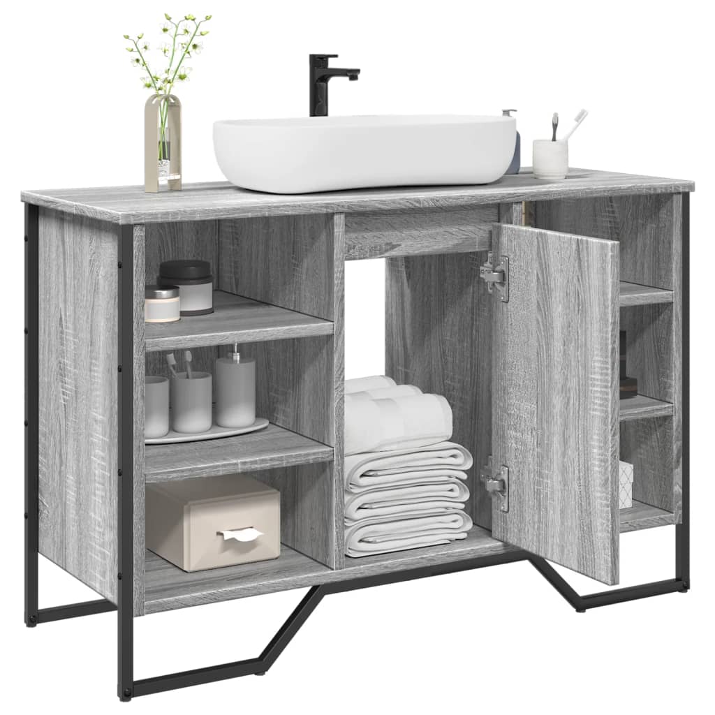 Mobile Lavabo Bagno Grigio Sonoma 91x35x60 Cm In Truciolato