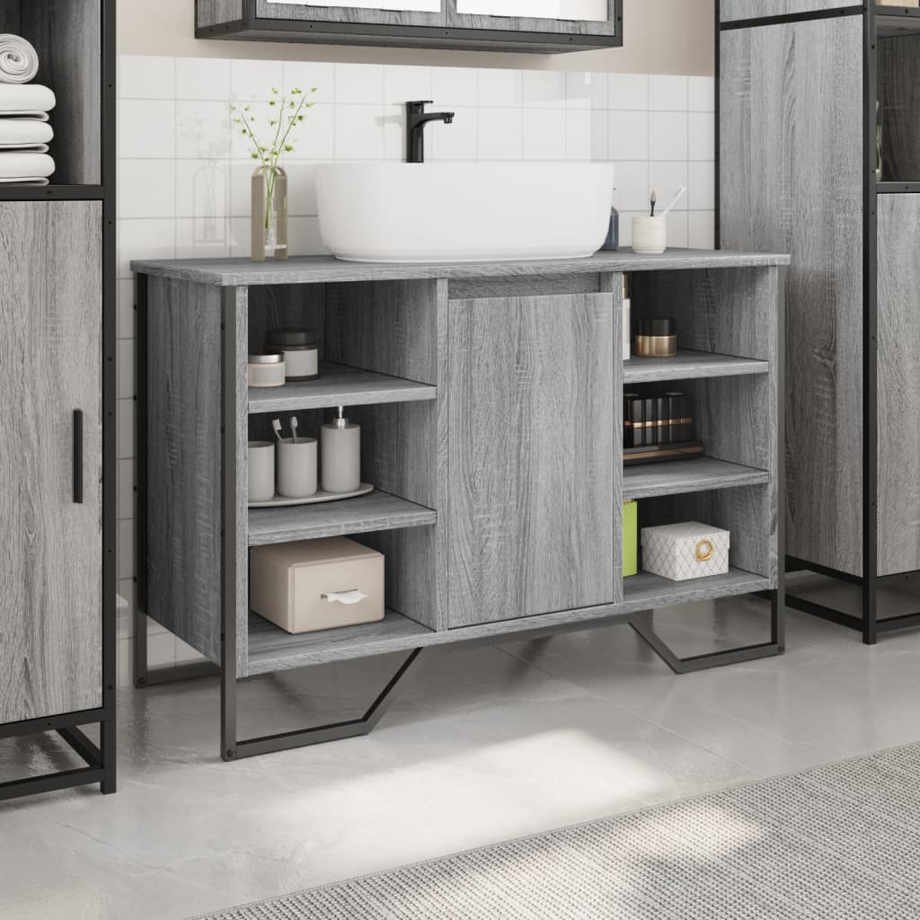 Mobile Lavabo Bagno Grigio Sonoma 91x35x60 Cm In Truciolato - Image 3