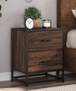 Comodini Rovere Marrone 2 Pz 40x31x50 Cm In Truciolato