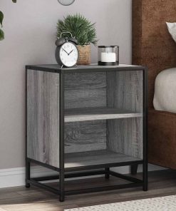 Comodini 2pz Grigio Sonoma 40x31x50cm Legno Multistrato Metallo