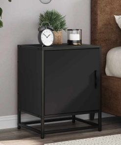 Comodini 2pz Neri 40x31x50 Cm Legno Multistrato Metallo