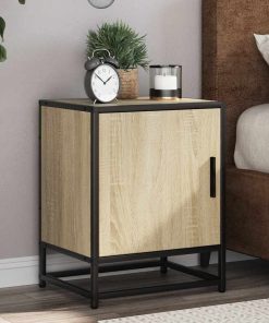 Comodini 2pz Rovere Sonoma 40x31x50cm Legno Multistrato Metallo