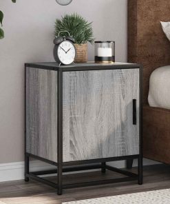 Comodini 2pz Grigio Sonoma 40x31x50cm Legno Multistrato Metallo