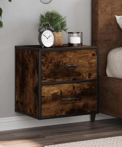 Comodino A Muro Rovere Fumo 40x31x39,5 cm