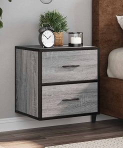Comodini A Muro 2 Pz Grigio Sonoma 40x31x39,5 cm