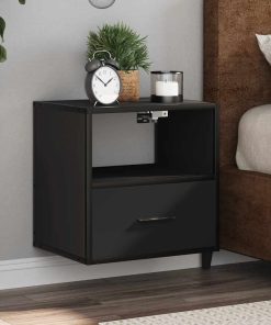 Comodini A Muro 2 Pz Nero 40x31x39,5 cm