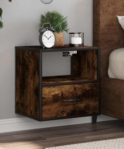 Comodino A Muro Rovere Fumo 40x31x39,5 cm