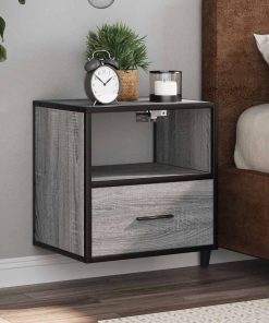 Comodini A Muro 2 Pz Grigio Sonoma 40x31x39,5 cm