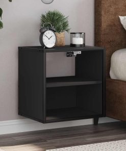 Comodini A Muro 2 Pz Nero 40x31x39,5 cm