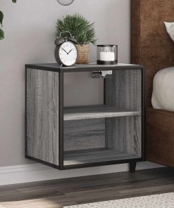 Comodini A Muro 2 Pz Grigio Sonoma 40x31x39,5 cm